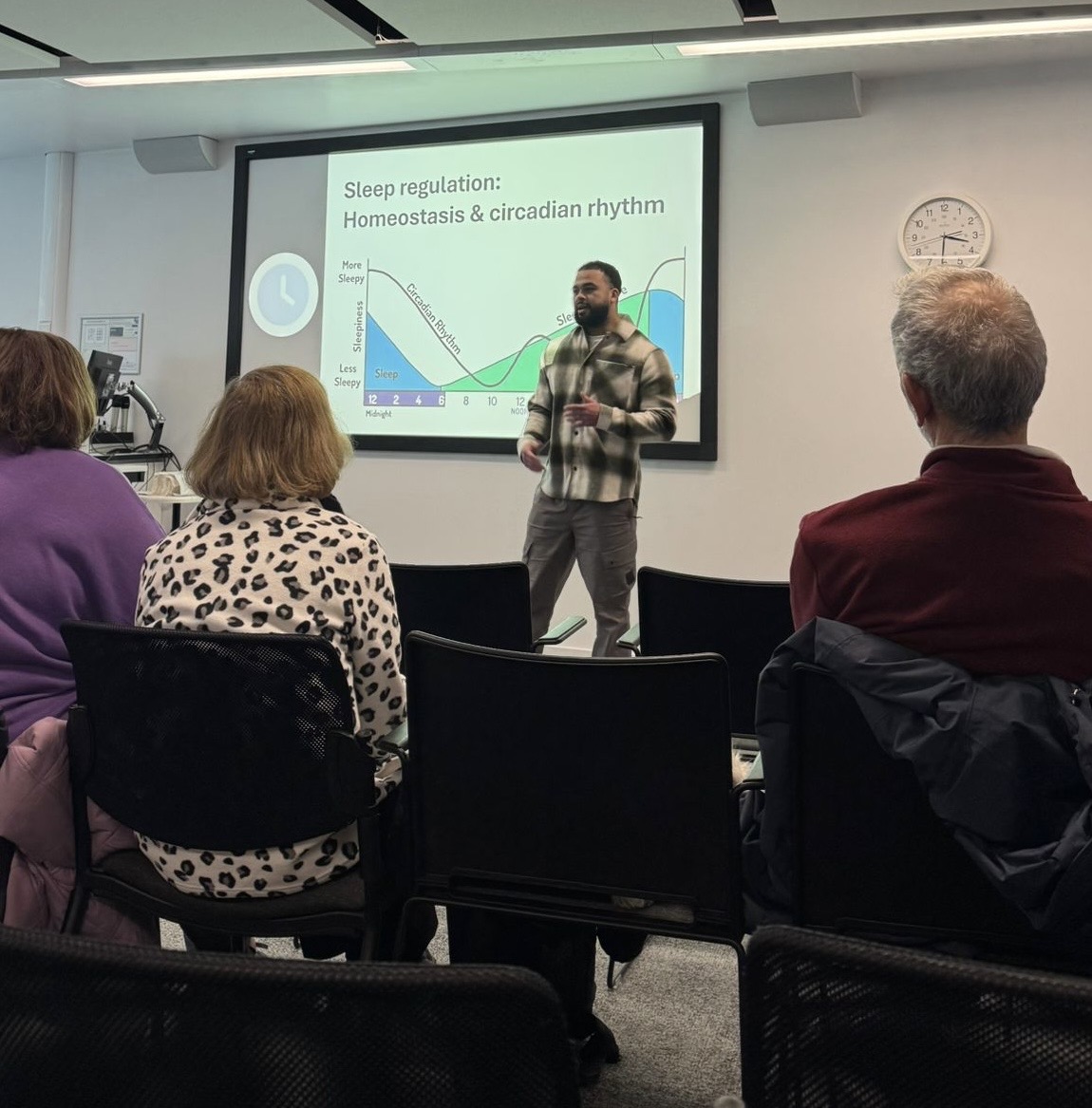 Chester Maglo presenting sleep science